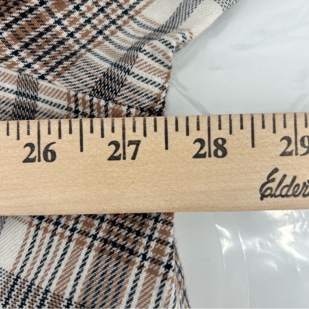 Lands End Blouse Shirt Top Women’s 3X Plus Beige Plaid Flannel Cotton Button Up - Picture 9 of 13